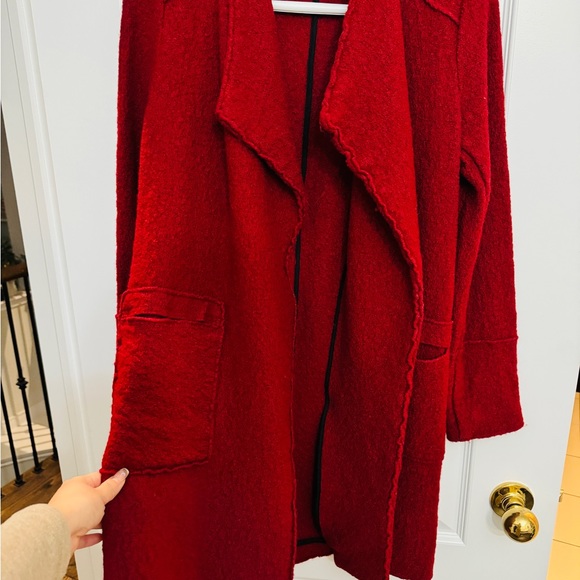 ZARA Christmas Red Wool Coat, Size S - Picture 6 of 8